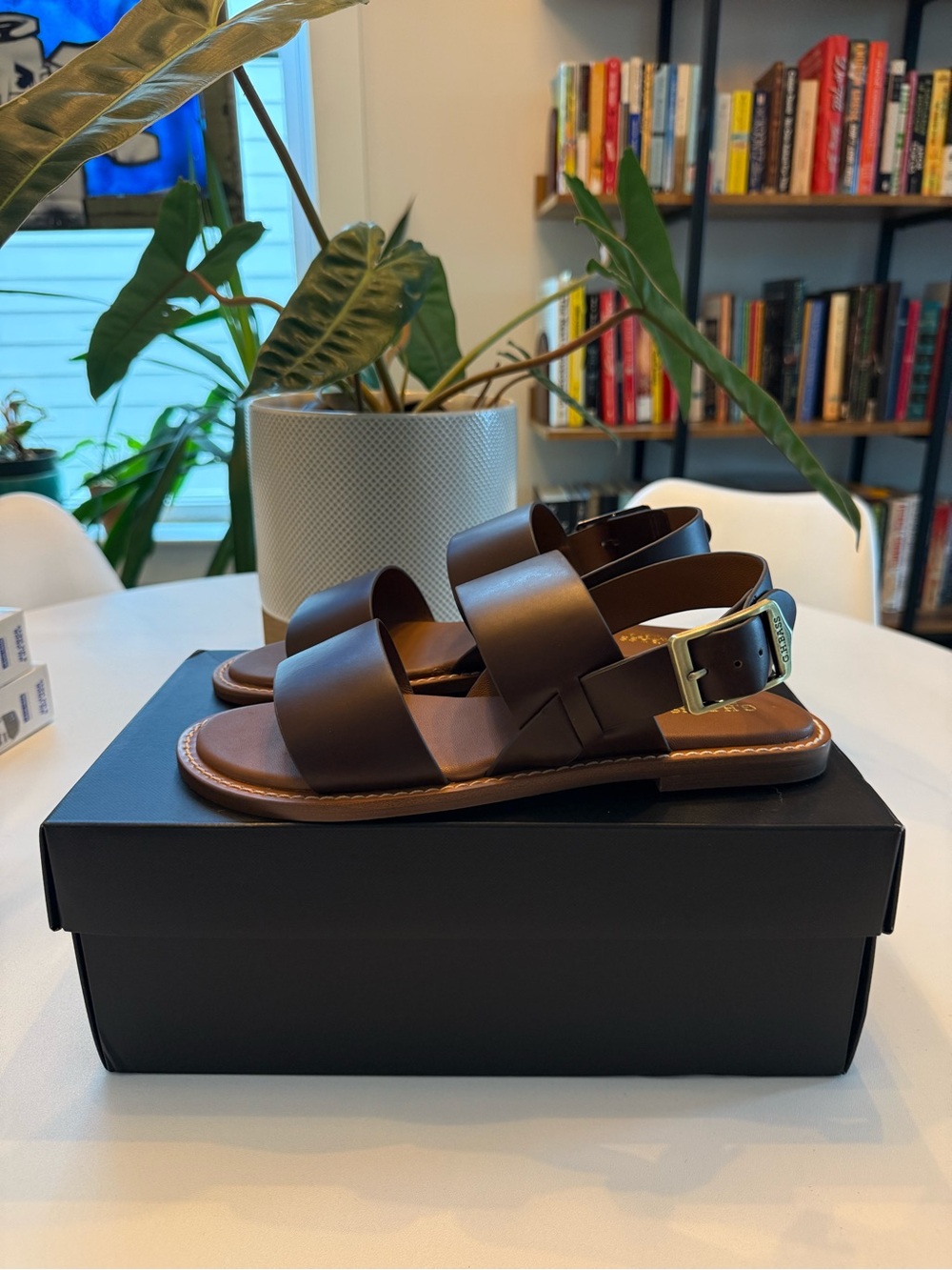 G.H. Bass & Co. Brown Leather Double Strap Sandals